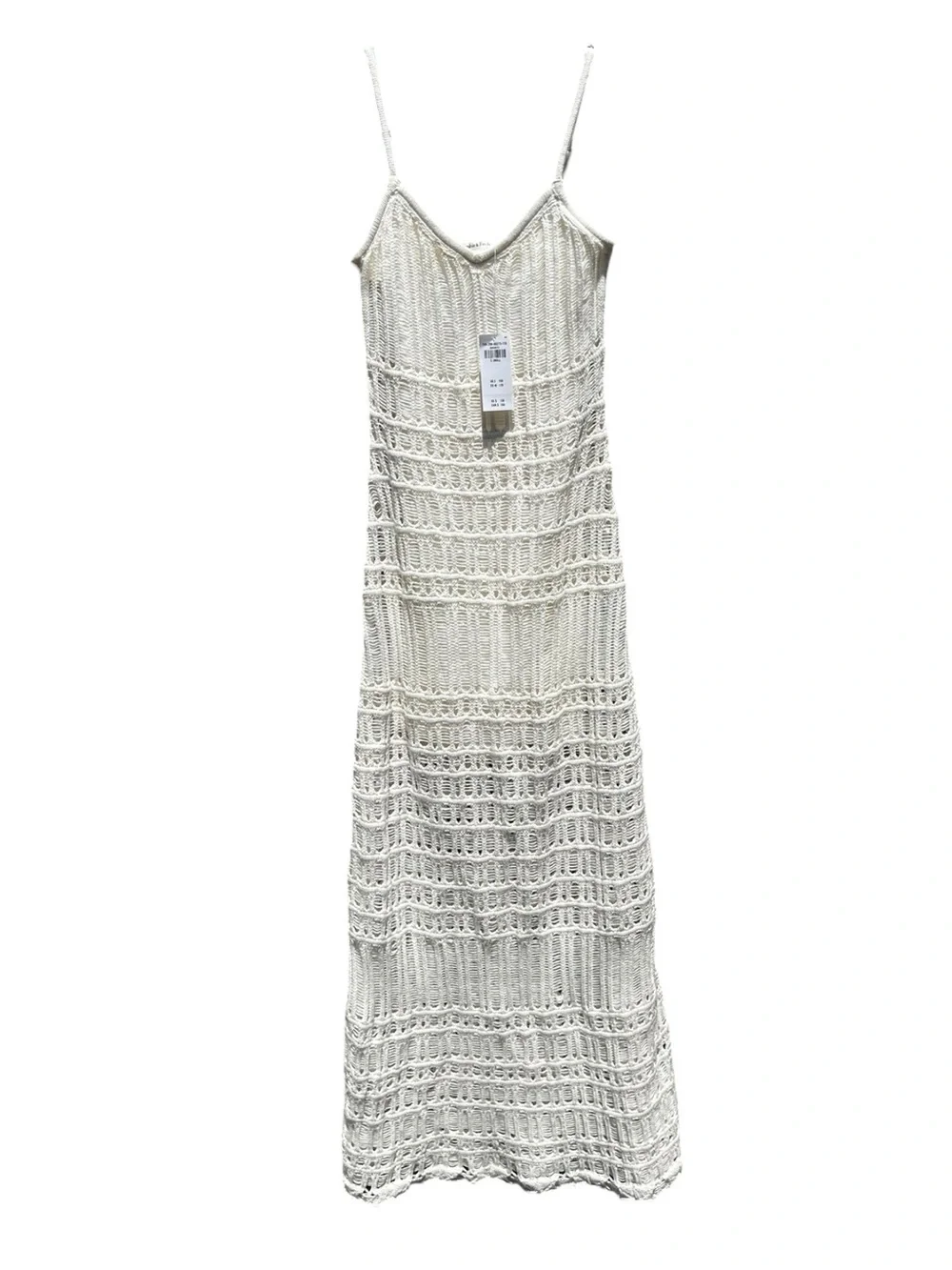 🌻NEW w/tag Abercrombie & Fitch White Crochet Maxi Dress Sleeveless Side Slit XS